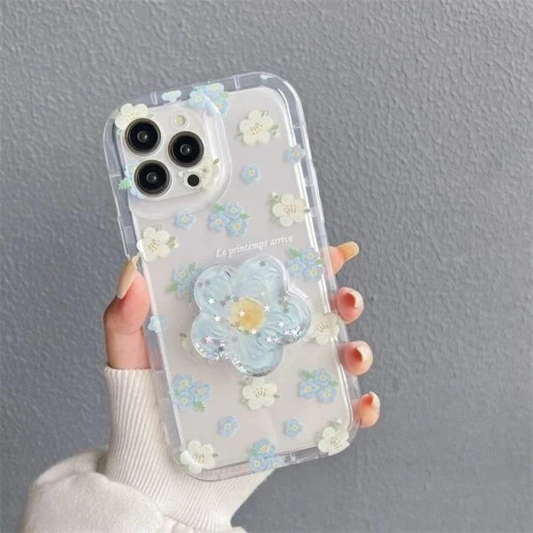 Floral Clear Phone Case With Flower Pop Out Phone Grip